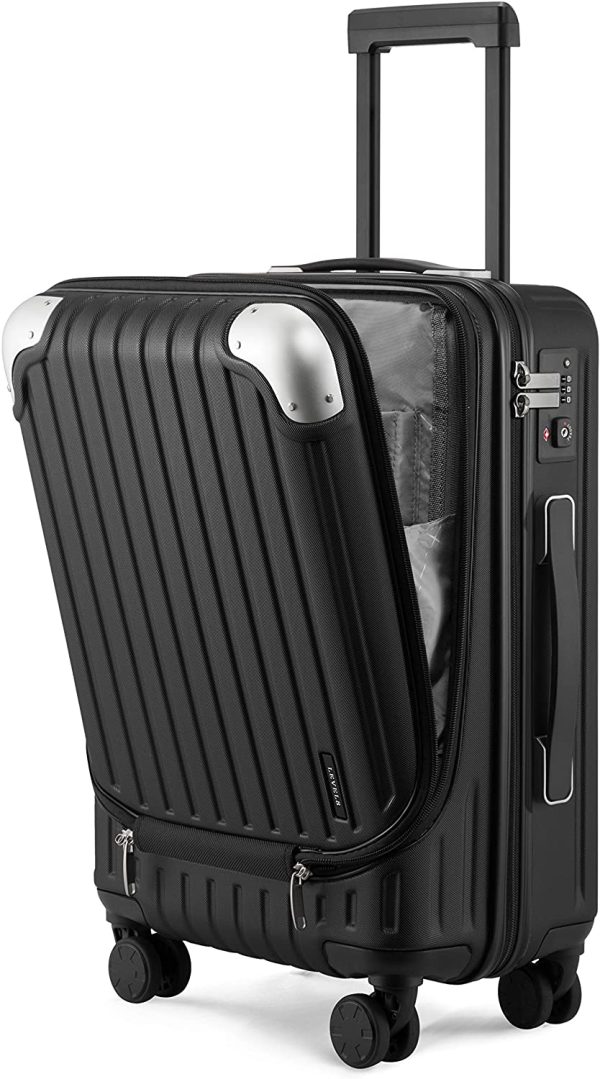 LEVEL8 Lightweight Carry-on Suitcase 20-Inch Hardside Spinner Luggage,ABS+PC Hardshell Spinner Trolley for Luggage with Double TSA Locks, 4 Wheels, Black - Image 6