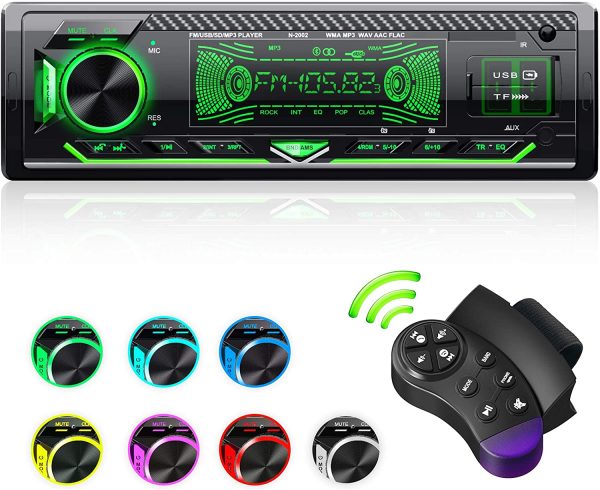 Car Stereo Bluetooth, CENXINY Car Radio Bluetooth 5.0 Hands-free1 Din Universal Built-in Microphone, 4X65W Car Radio Receiver, USB/TF/FM/AUX/WMA/WAV/MP3 Media Player with 7 Colorful Lights - Image 7