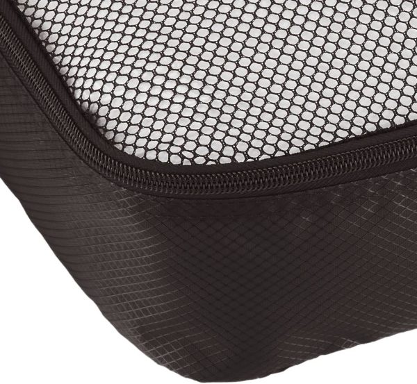 Amazon Basics Packing Cubes with Mesh Top Panel for Ventilation and Double Zipper Pulls - 2 Medium and 2 Large Cubes (4-Piece Set), Black