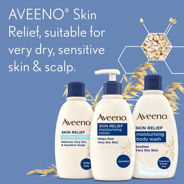 Aveeno Skin Relief Regime Bundle Body Wash Body Lotion and Shampoo for Sensitive Very Dry Skin and Scalp, Blue, 3 count - Image 6