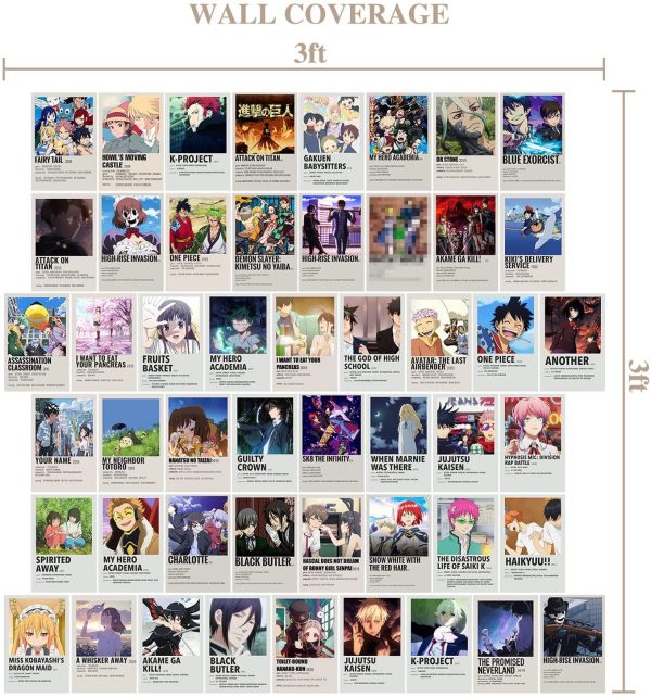 GROBRO7 50Pcs Anime Movie Wall Collage Kit, Aesthetic Picture Indie Room Decor, Art Posters for Dorm Decor, Wall Art Prints for VSCO Girls Boys, Aesthetic Photo Display, Bedroom Decor for Anime Lovers - Image 4