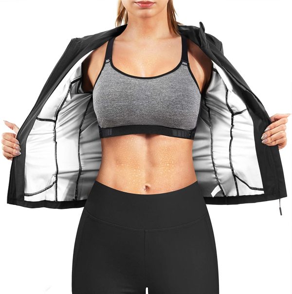 Chumian Women Hot Sweat Sauna Suit Track Jackets Workout Long Sleeve Tank Tops with Zipper Slimming Polymer Waist Trainer - Image 5