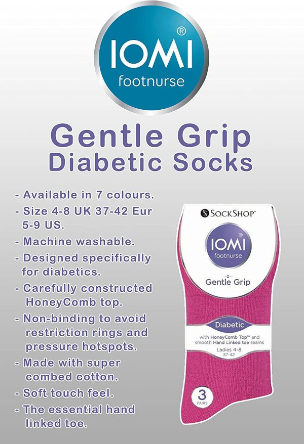 IOMI Footnurse - 6 Pack Loose Non Elastic Diabetic Socks with Hand Linked Toe Seams for Men & Women - Image 6