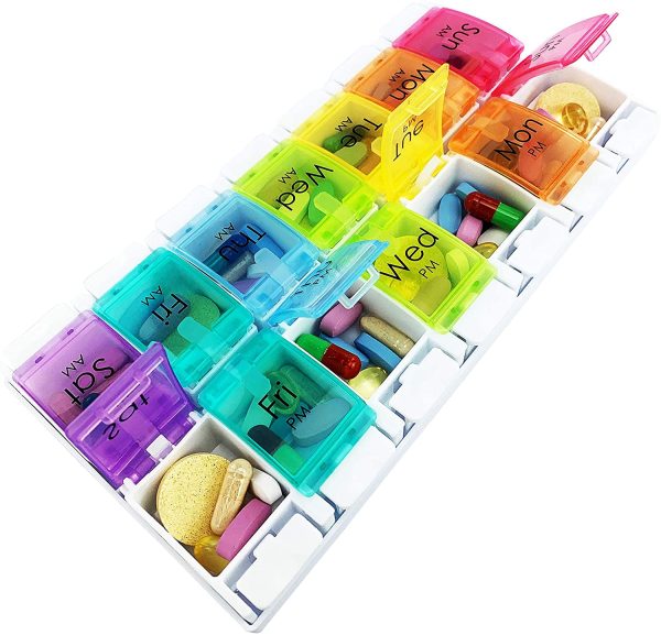 JFA Medical Weekly Pill Box Organiser/Reminder for Medicines Supplements, Vitamins, 7days, 2 compartments per Day - Image 6