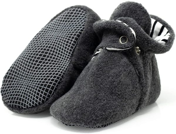 Ella Bonna Mini Fleece Booties with Non Skid Bottom | Flexible | for Baby Boys Girls Toddlers - Image 2