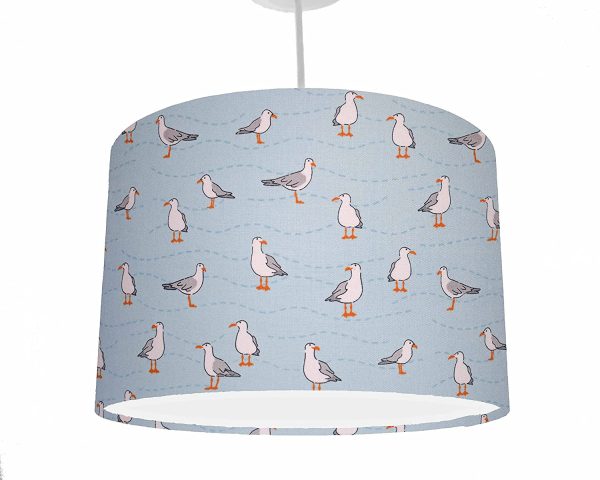 Blue Seagull Lampshade, Choice of 20cm 25cm 30cm Diameter, Coastal Home Decor, Seagull Home Decor, Coastal Light Shade, Bird Lampshades For Ceiling Lights, Pale Blue Light Shades Ceiling Bedroom - Image 3