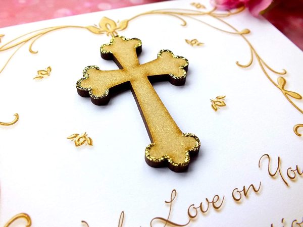 Confirmation Card for Girl or Boy with Wooden Cross Luxury Handmade Cards by Bright Heart Design - Image 2