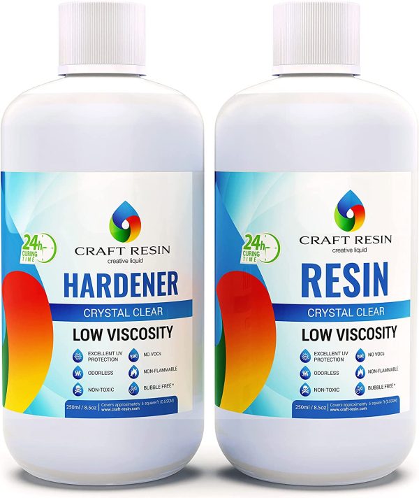 CRAFT RESIN Epoxy Resin Kit - Crystal Clear Resin & Hardener Casting Resin for Jewelry Crafts & Art Resin - Food Safe, Self Leveling with High Gloss, UV & Heat Resistant, No Bubble & Yellowing 500ml - Image 5