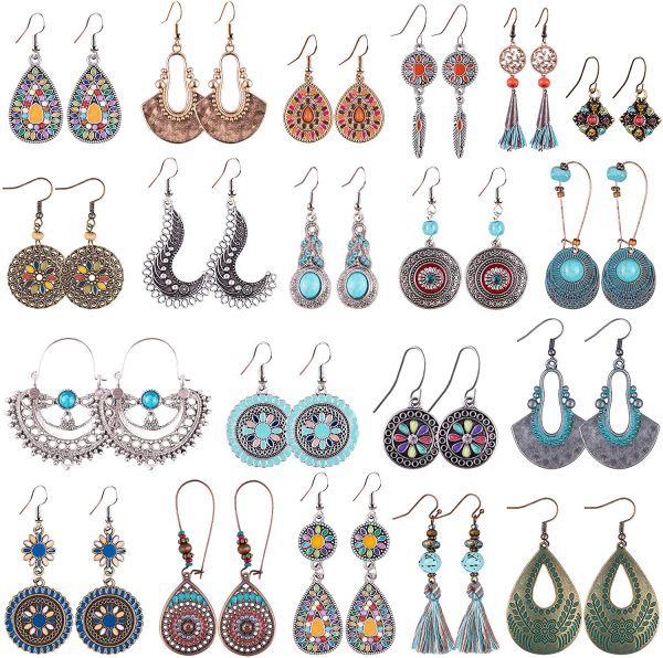 Duufin 20 Pairs Earrings Women Dangle Earrings Alloy Vintage Earrings for Women Girls - Image 6