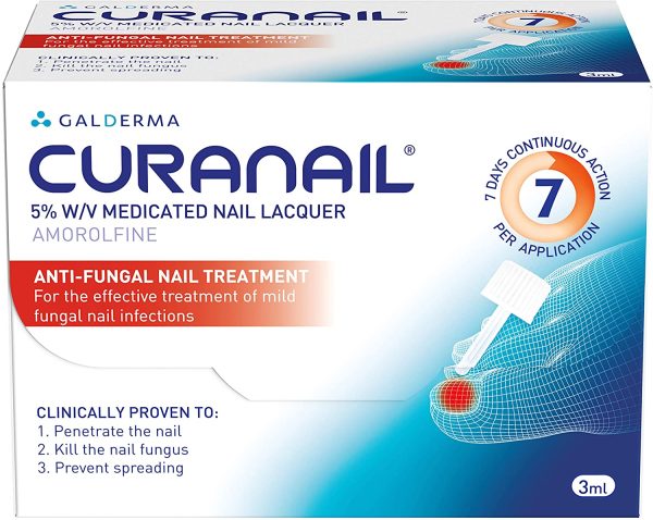 Curanail Fungal Nail Treatment Once Weekly Amorolfine 5%, Non-comedogenic, Dermatologist recommended, 1x 3ml - Image 2