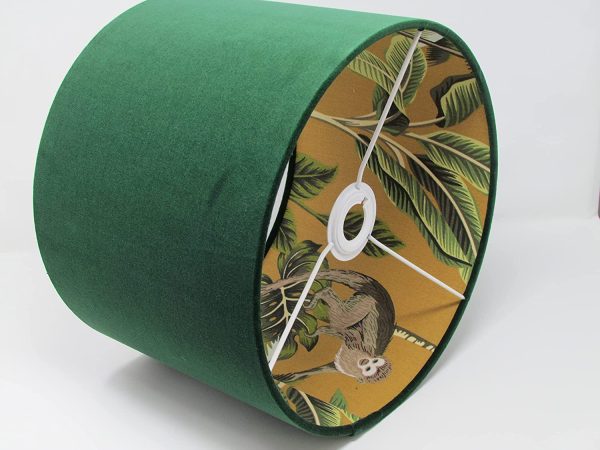 Forest Green Botanical Ochre Monkey Drum Lampshade - Image 3