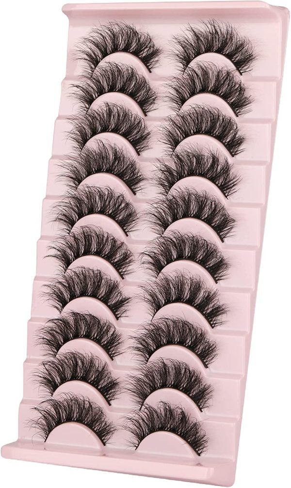 False Eyelashes Natural Fluffy Wispy Curly 3D Effect Short Lashes Lightweight 10 Pairs Pack 16MM by Wiwoseo