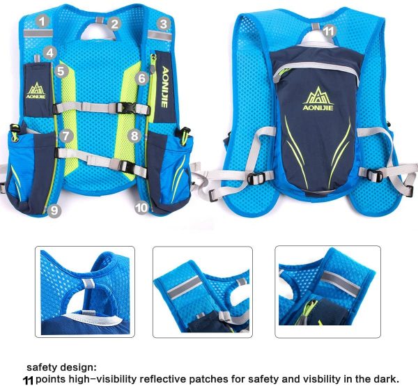 Geila Hydration Backpack, Hydration Vest Outdoors Sport Trail Marathoner Running Race Lightweight Rucksack for Men & Women