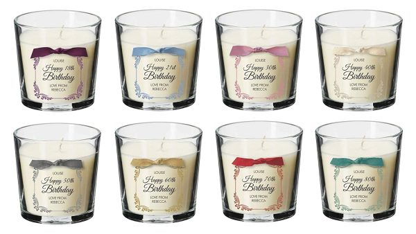 Happy Birthday present personalised candle 16th 18th 21st 30th 40th 50th 60th 70th party gift - Image 2