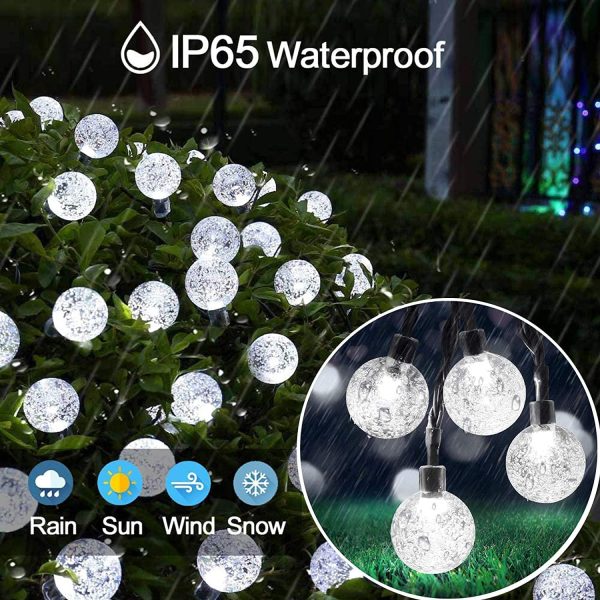 Solar String Lights Garden, 22FT 30LED Solar String Lights Waterproof Crystal Ball LED Fairy Lights Outdoor/Indoor Solar Powered Lights, Decorative Lighting for Home, Garden, Party, Festival,Christmas