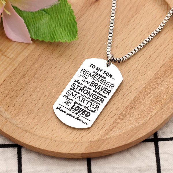 KENYG Inspirational Necklace To My Son Dog Tag Box Chain Venetian chain Necklace Mens Fashion Jewellery - Image 3