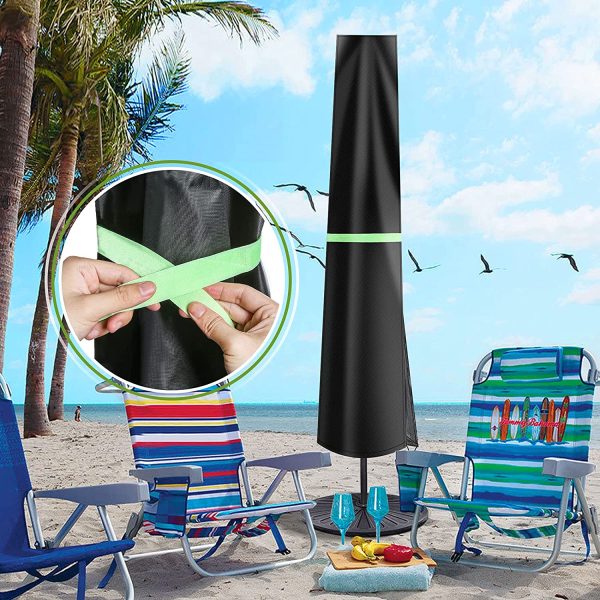 GEMITTO Parasol Cover with Rod, Patio Table Umbrella Protection Cover for 2-3.6m Diameter Large Parasol, New 420D Parasol Protector with Zipper Telescopic Pole, Waterproof Anti-UV 183x25/35cm - Image 6