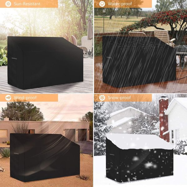 Dokon 2 Seat Garden Bench Cover with Air Vent, Waterproof, Windproof, Anti-UV, Heavy Duty Rip Proof 600D Oxford Fabric Outdoor Patio Bench Seat Cover (134 x 66 x 63 / 89cm) - Black - Image 7