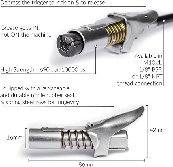 G.COUPLER - The Original Lock-On Zerk Fitting Grease Gun G Coupler, Easy On & Off (M10x1) - Image 5