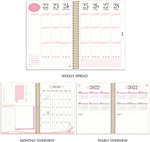 Burde Diary 2022 Life Planner Pink | 20 December 2021-8 January 2023 | Week to View Diary | Pink A5 Format Planner - Image 3