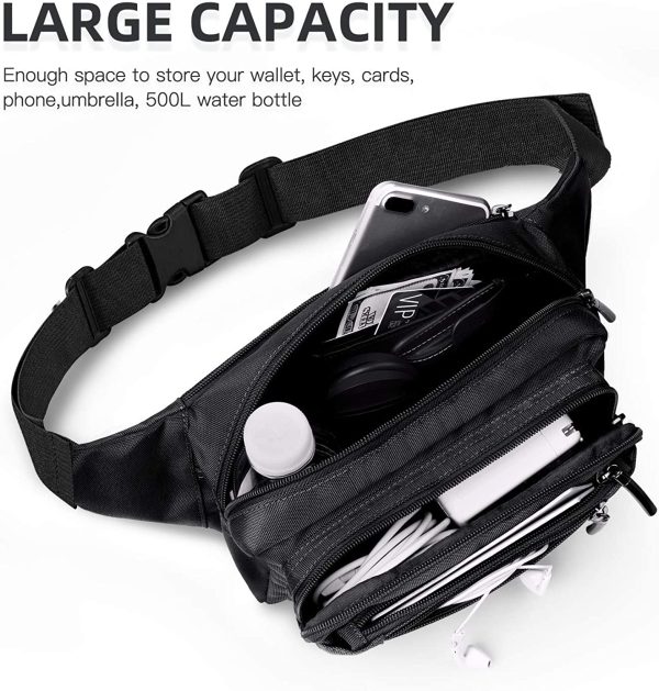 FREETOO Bum Bag Waist Fanny Pack for Men Women Waist Bag with 6 Zipped Pockets Waterproof Bumbag for Dog Walking Running Hiking Travel Holiday - Image 2