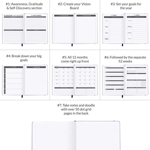 Planner - Weekly & Monthly Planner to Increase Productivity, Time Management and Hit Your Goals - Organizer, Gratitude Journal - Undated, Start Anytime, A5, Lasts 1 Year, A.Yellow (Weekly) - Image 5