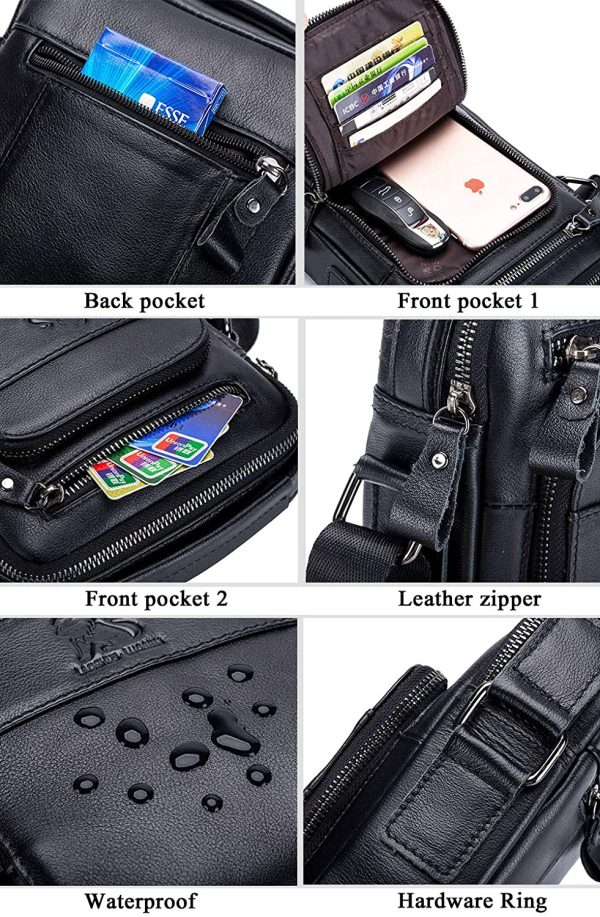 Men's Shoulder Bag Small Leather Bags Vintage Crossbody Top Handle Bag Casual Business Handbag - Image 7