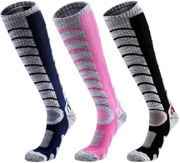 Kuyou Ski Socks Women Men,3 Pairs Cashmere-Like Long Hose Winter Thermal Skiing Socks, Hiking Socks Women Size UK 3-8 / Eur 35-41,Men Size UK 6-11 / Eur 39-45 for Skiing,Snowboarding,Hiking,Skating - Image 8