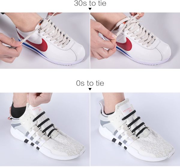 INMAKER No Tie Laces for Kids and Adults, Elastic Laces for Trainers, Silicone Tieless Flat Shoelaces for Running Shoes - Image 5