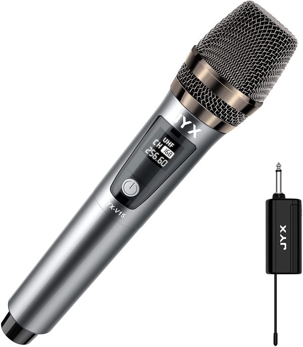 JYX Wireless Microphone, Dynamic Microphone for Karaoke with Receiver and Anti-Slip Ring, 80ft Transmission Distance, Rechargeable Mic System for Karaoke Night, Meeting, Compere, Party - Image 2