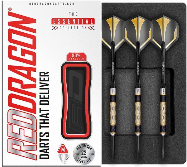 RED DRAGON Golden Eyes 22g, 24g, 26g, 28g, 30g or 32g Tungsten Darts Set with Flights and Stems - Image 2