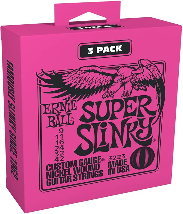 Ernie Ball Super Slinky Nickel Wound Electric Guitar Strings 3 Pack - 9-42 Gauge