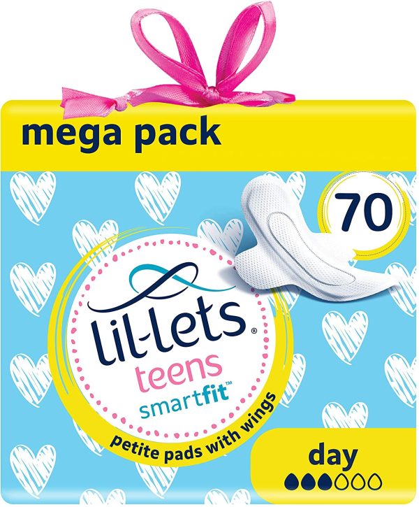 Lil-Lets Teens Day Pads | 70 Petite Pads with Wings | 5 Packs of 14 Pads