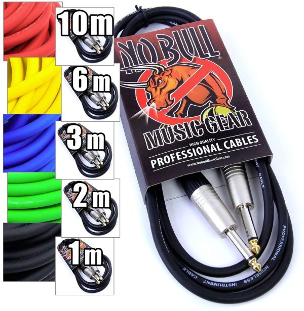 Premium Guitar / Instrument Cable (Black, 3ft / 1m, Straight Plugs) - Achieve a Cleaner Signal via a Heavy Duty Pro 1/4" Jack to Jack Noiseless Mono Lead - Coloured Link Lead to Amplifier / Amp + Cable Tie - Image 5