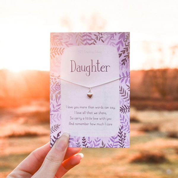 Daughter Sterling silver necklace | chain and heart pendant gifts for her | for birthday card or Christmas Xmas wedding from Mum mother Dad | jewellery her adult women gift - Image 8