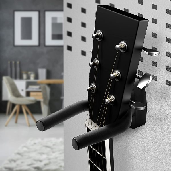 KEPLIN Guitar Wall Hooks ?C Display Mount Hangers for all Electric & Acoustic Guitars, Bass, Banjo etc. | Pack of 2 Brackets with Screws & Guitar Pick | Adjustable Soft Padded Sponge Holder Supports - Image 4