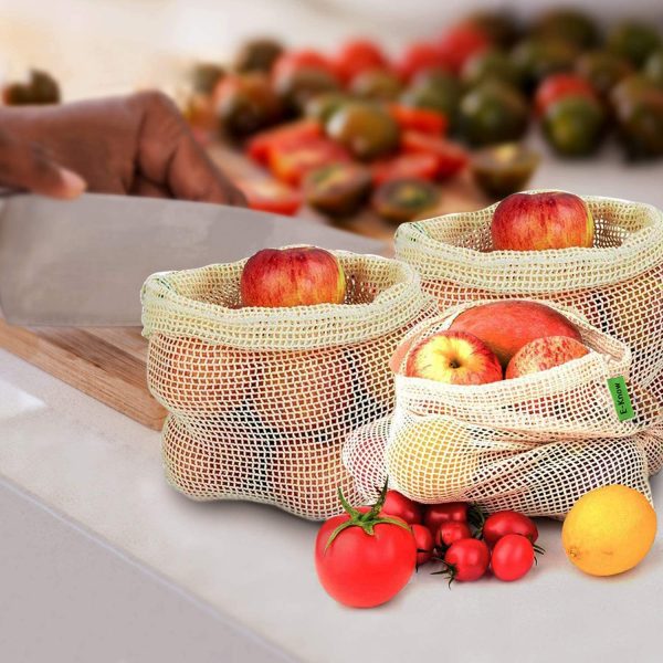 Produce Bags,11 Pack Reusable Produce Bags,Natural Mesh Cotton, Plastic Free, Eco Friendly Produce Bags (3 Small, 4 Medium, 3 Large, 1 Storage Bag) - Image 6