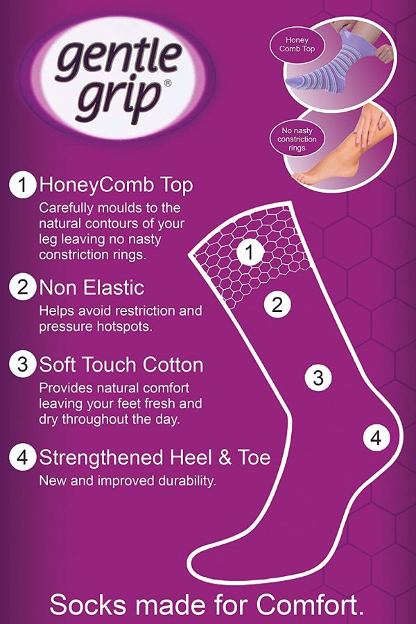 Gentle Grip - 6 Pairs Non Elastic Soft Top Cotton Socks for Women - Image 3