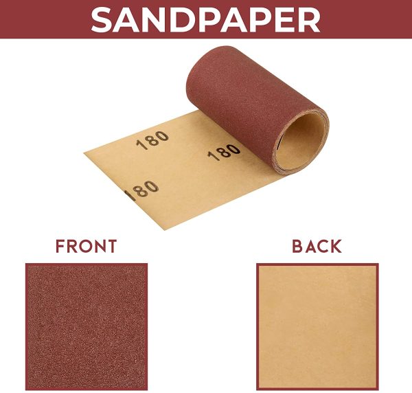 Fifth Tag 180 Grit fine Sandpaper Roll 5m x 93mm Aluminium Oxide Sanding Paper for Wood, Plywood and Automotive for Smoothing Rough Walls, Glass and Abrasive Metal Before Paint, Polish and Gluing. - Image 5