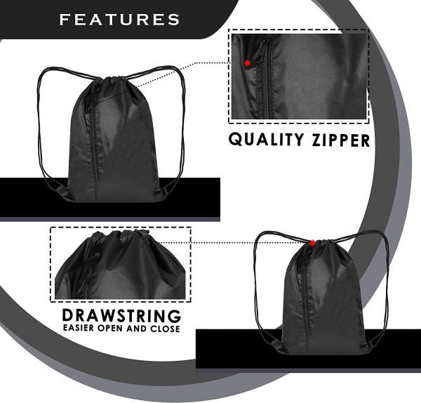 Personalised Premium Unisex Waterproof Football Swimming Sports Gym Travel Shoe Drawstring Bag Backpack Foldable PE Kit Rucksack Beach School Bag Pack with Zipped Pocket for Boys Girls Men Women - Image 4