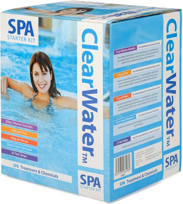 Clearwater CH0018 Lay-Z-Spa Chemical Starter Kit for Hot Tub and Spa Water Treatment (Includes Chlorine, pH Minus, pH Plus, Foam Remover and Test Strips) - Image 3