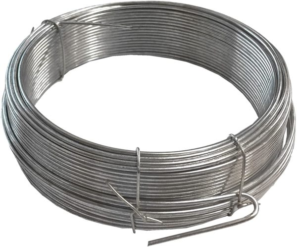 Merriway? BH00326 Galvanised Coated Garden Wire, 1.6mm x 30 Metres (97.5ft) 14 Gauge 1/16 inch Thickness & BH01145 Zinc Plated Steel Screw in Eyes, 40 mm (1.1/2 inch) - Pack of 25 - Image 2