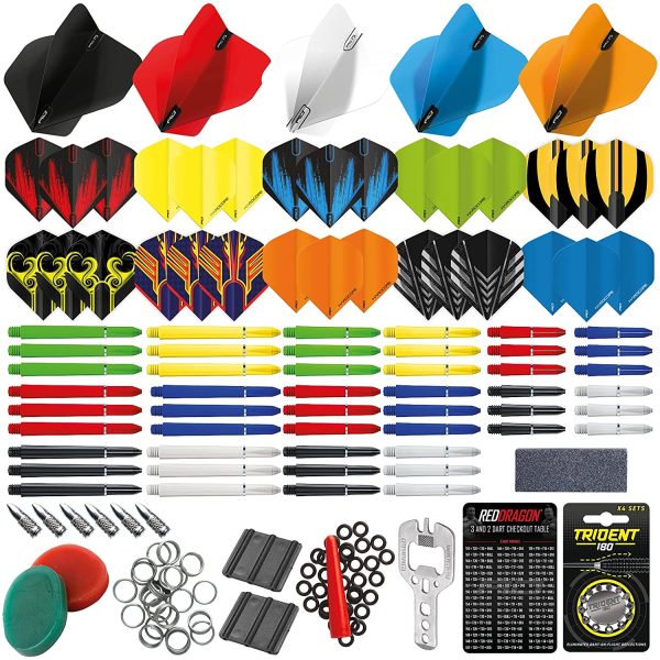 RED DRAGON 200 Piece Darts Custom Fit Pack Set, Includes Flights, Shafts and Accessories