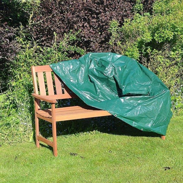 GREEN HAVEN 3 Seater Bench Seat Cover with Corner Eyelets & Securing Ropes ?C Heavy Duty Garden Bench Cover Waterproof Chair Cover ?C Weatherproof Garden Furniture Cover 90cm x 162cm x 66cm - Image 3