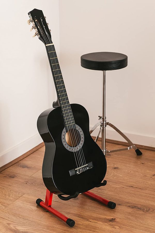 LIVIVO Folding Universal A-Frame Foldable Floor Guitar Stand Acoustic Electric Stand With Cradle Hooks And Back Rest - Image 8