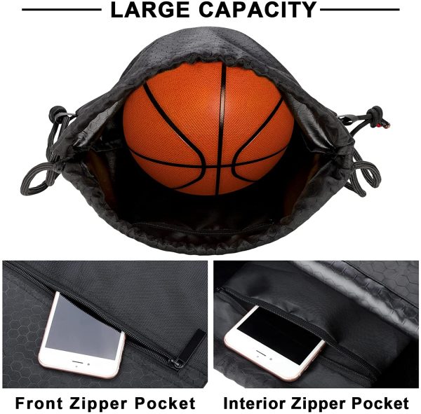 JFmall String Sports Gym Bag, Swim PE Bag Waterproof Drawstring Sport Bag with Zipped Pocket for Kids Boys Girls Men Women - Image 6