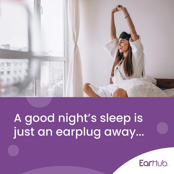 EarHub Sleepwell Soft Foam Earplugs 10 Pairs. Hearing Protection 33dB. Ear Plugs Best Used for Sleep. Also Used for Travel, Work, Study & Concerts, Purple - Image 2