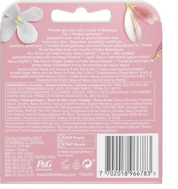 Gillette Venus ComfortGlide Spa Breeze Razor Blades Women, Pack of 4 Razor Blade Refills, Lubrastrip with A Touch of Botanical Oils - Image 3