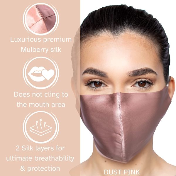 HABAC STUDIO - 100% Silk Face Mask, Face Masks Washable UK, Reusable Face Mask, Mens Face Mask, Mulberry Silk Mask, Masks for Women, Face Covering, Face Masks, Nose Wire, Choice of 15 Colours. - Image 7