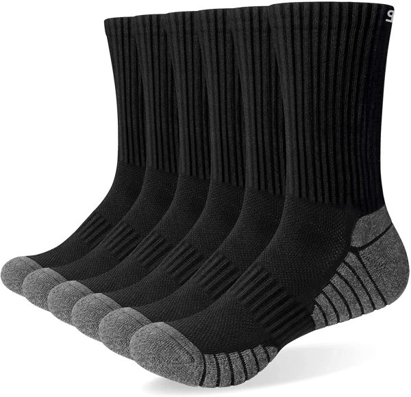 Mens Socks 6 Pairs Wicking Breathable Cushion Comfortable Casual Crew Socks Outdoor Multipack Performance Hiking Trekking Walking Athletic Socks - Image 2